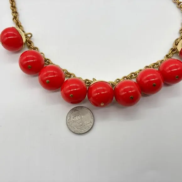 J Crew Gold Chain Statement Necklace w/ Round Vibrant Acrylic Beads - Picture 3 of 7